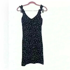 Miss Selfridge Yellow Pink Black Floral Ruffled Body Con Flex Mini Dress